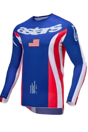 Alpinestars 2024 Techstar Crossshirt Limited Edition Union Red Bud Rood / Blauw / Wit Op = Op