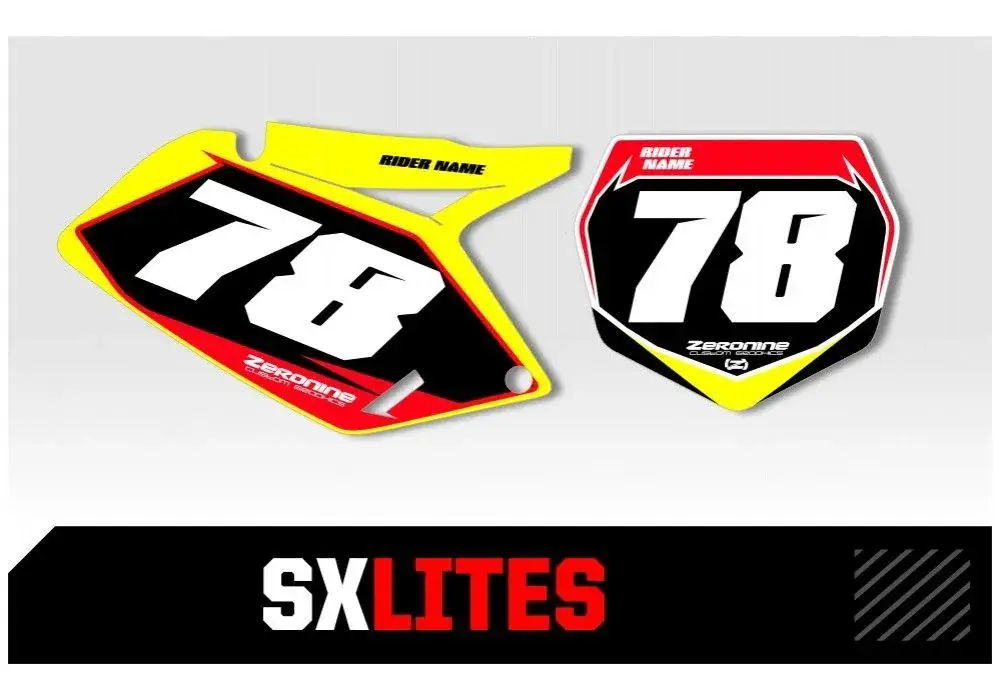 Outlaw Racing Custom Nummerplaatstickers Suzuki SXlites Series RM65 DRZ110 2003-2008 Direct Beschikbaar