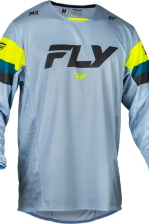 Aanbieding Fly Racing 2024 Kinetic Prix Crossshirt Ice Grijs / Antraciet / Fluor Geel