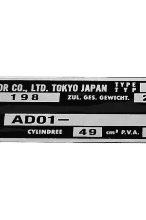 Gratis Retour Framenummer plaatje AD01 Honda MT5