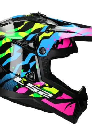 LS2 Helm Fast II Grotesk MX708 blauw / paars / groen Betrouwbaar