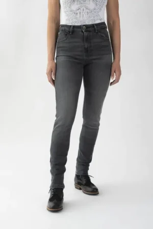 Beperkte Voorraad ROKKERTECH High Waist Donkergrijs Motorjeans