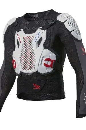 Aanbieding Alpinestars Honda Bionic Plus V2 Protectie Jas Zwart Wit Blauw Fel Rood