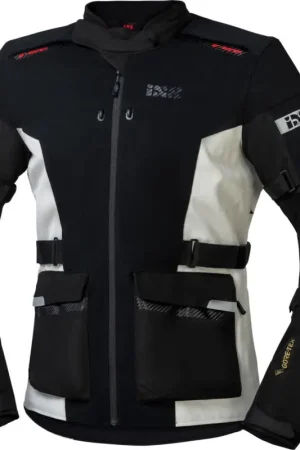 IXS Horizon-GTX Zwart Witte Textiel Motorjas Hoge Kwaliteit