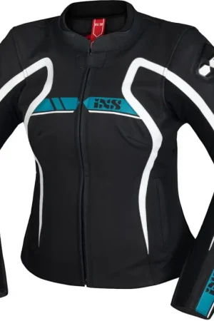 Actieprijs IXS RS-600 1.0 Dames Zwart Cyaan Leren Motorjas